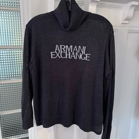Armani Exchange Men’s Dark Gray Silver  Turtleneck Sweater Wool  Blend  Sz Small - Picture 12 of 12